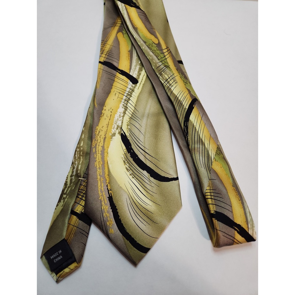 J Garcia Mens Silk Tie‎ Capillaries Collection Fifty-Two Abstract Art Green Gold